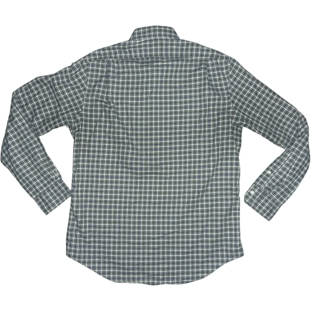 Polo Ralph Lauren Long Sleeve Button Up Cotton Men's Med Green‎ Plaid Blue Pony